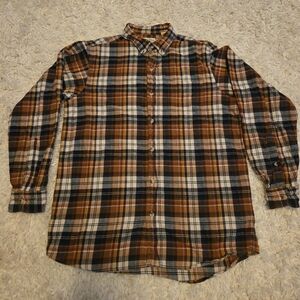 RedHead Casual Button Down Shirt Brown and Blue Plaid